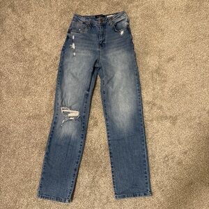 BCBGeneration Distressed Straight Leg Blue Jeans